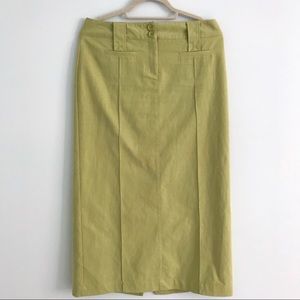 Cato Full Length Long Skirt in Avocado Green Denim